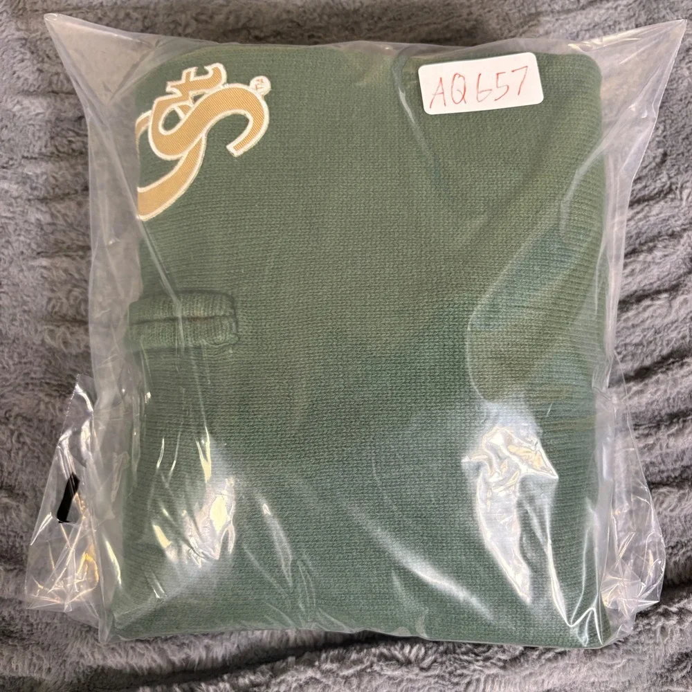 Bruzer Colorado State University CSU Rams Quarter Zip Cotton Sweater Green Men L
